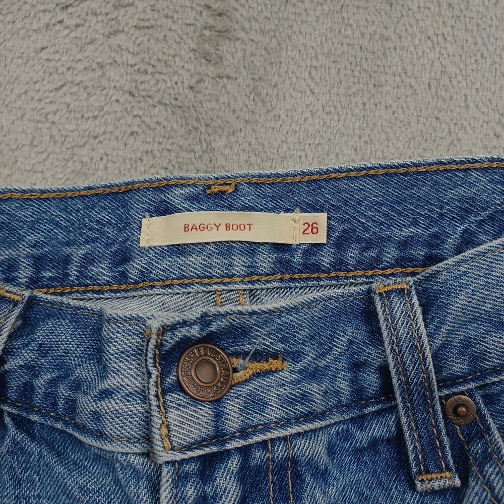 Levis 501 Jeans Womens 26 Blue Denim Baggy Bootcut Premium Modern Button Fly - Picture 3 of 11